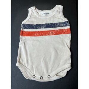 Bobo Choses Kids Unisex Tank Top Bodysuit Cream Blue And Red Stripe Size 6-12 M
